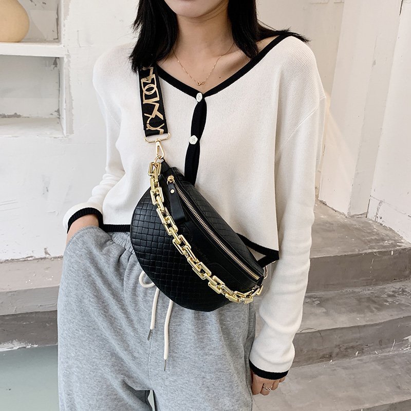 Luxury Bags Cute - ใหม่หรูหราโซ่กระเป๋าผู้หญิงคุณภาพสูง PU กระเป๋าสะพายน่ารักกระเป๋าและกระเป๋าถือยี่ห้อทอ Crossbody กระเป๋าเอวแพ็ค